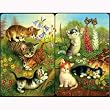 2 Deck Set - Cats in the Field Bridge Playing Cards plus 4 Tallies