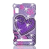 Talon Full Diamond Bling Phone Shell for Motorola A955 Droid 2 (Purple Hear ....