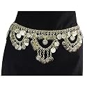 Gorgeous Brass Hip Chain Belt with Jingling Coins, Fits waist or hips 36" - 42". Chain Link Belt for Belly Dancing or Casual Wear