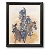 Civil War Blue Soldiers On Horses Scouting Party Home Decor Wall Picture Black Framed Art Print