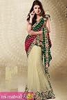 Embroidered butta and border on shaded pallu and waist butta looks beautiful