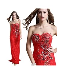Strapless Lace Applique Backless Empire   Waistline Cocktail Evening Dress/Party Dress/Wedding Dress 