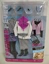 K2889 Barbie Fashion Fever Hilary Duff Closet: with White Leather Short Jacket with Purple Fur around the Collar,Grey Stretch Skirt with Black Boots & other Outfits and Accessories
