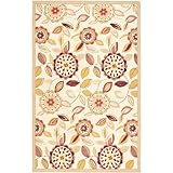 Safavieh Chelsea Collection HK179B Hand-Hooked Ivory and Pink Wool Area Rug, 3-Feet 9-Inch by 5-Feet 9-Inch