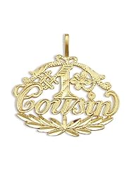# 1 Cousin Pendant 14k Yellow Gold Family Love Charm