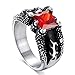 BodyJ4You Ring Biker Hard Rock Heavy Metal Dragon Red Stone Steel Size 9 Men Women Statement Band