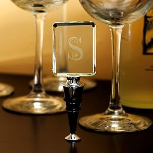 Rectangular Glass Monogram Wine Stopper S