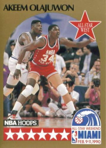 1990 NBA Hoops Basketball Card #23: Akeem Olajuwon (All-Star -Houston Rockets)