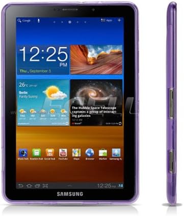 Ecell - PURPLE SILICONE GEL SKIN X-CASE BACK COVER FOR SAMSUNG P6800 GALAXY TAB 7.7