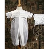 Silk Dupioni Heirloom Christening Coverall with Open-Work Accents