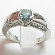 14K White Gold Blue and White Diamond Ring
