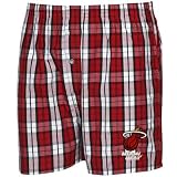 NCAA Miami Heat Red-White Plaid Historic Embroidered Boxer Shorts (Large)