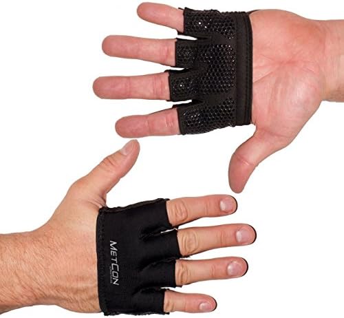 MetCon Warehouse Callus Guard Workout Gloves for WODs, Weightlifting &amp; Cross Training Athletes, Small, Black