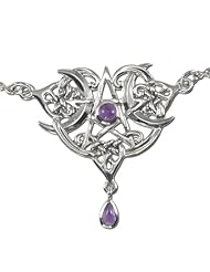 Sterling Silver Heart Pentacle Pentagram Necklace with Amethyst by Dryad Design