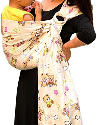 Vlokup® Wrap Original 100% Cotton Adjustable Baby Carrier Infant Lightly Padded Ring Sling Bear