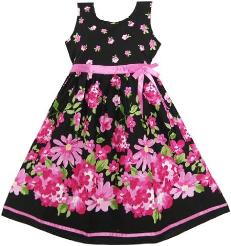 Sunny Fashion Girls Dress Hot Pink Flower Belt Party