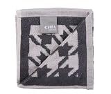 Citta Design 'Houndstooth' Face Cloths Set of Four, Oyster/Carbon, 13x13 inches