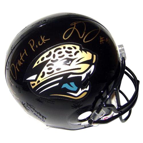 Derrick Harvey Autographed Jacksonville Jaguars Deluxe Replica Helmet w/ 