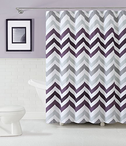 GoodGram® Chevron Cotton Fabric Shower Curtain - Assorted Colors (Plum)