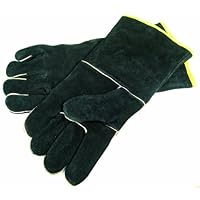 GrillPro 00528 Black Leather BBQ Gloves