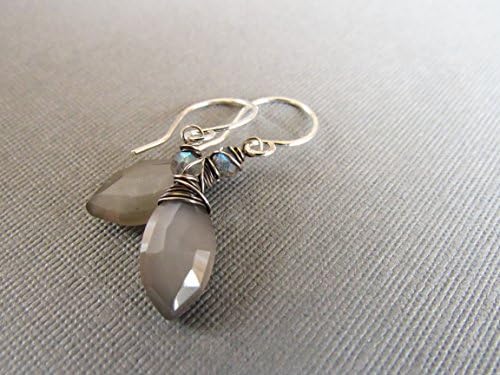 Soft Gray Moonstone and Labradorite Earrings