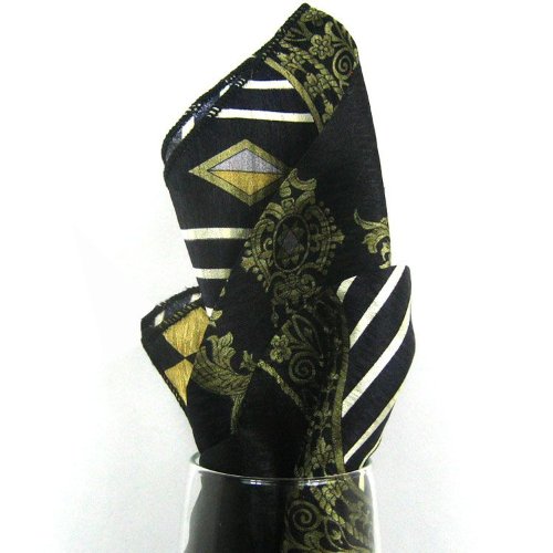 Charcoal - Gold - Gray - Silk Pocket Square