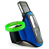 Verizon network Apple iPhone 4g Blue Neoprene Exercise Armband for New 4g iPhone workout velcro band iPhone 4 Snap on Case for Apple iPhone 4 4th generation (16gb , 32gb) + Live * Laugh * Love Vangoddy Wrist Band!!!