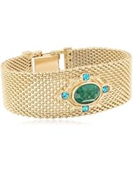 Signature 1928 Gold-Tone Emerald Green Mesh Band Bracelet, 7"
