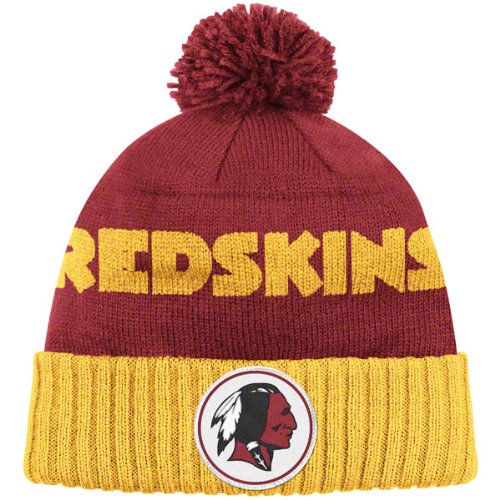 Washington Redskins Red Mitchell & Ness Throwbacks Cuffed Pom Knit Hat