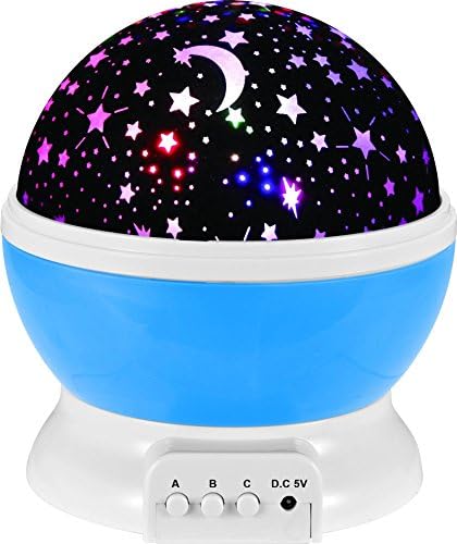 JL Future Constellation Night Light Projector Lighting Lamp 4 LED Bead with 360 Degree Romantic Rotating Cosmos Star Sky Moon Bedroom Light for Baby nursery decor(Blue)