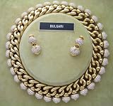 18k Gold Diamond Pigne BULGARI Necklace and Earrings