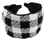 L. Erickson USA Two Tone Scarf Headband - Big Check/Black Charmeuse