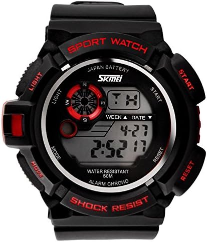 Watchpl S-Shock Multi Function Digital LED Quartz Watch Water Resistant Electronic Sport Watches Red