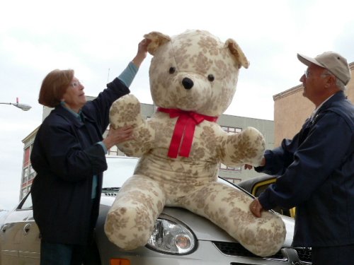 51nsdvVFA L GIANT 68 TEDDY BEAR HUGE PLUSH STUFFED FLOWER BEAR   HAS BEAUTIFUL FLORAL PATTERN FUR * AMERICAN MADE IN THE USA AMERICA