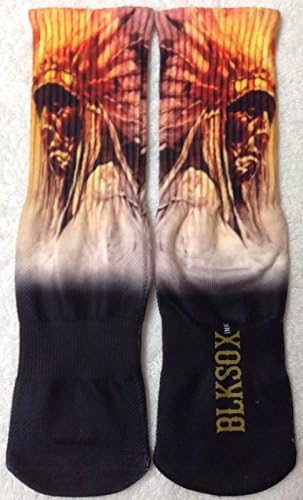 Medium BLK SOX INK Chief Native American Sublimation Print Crew Socks M