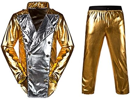 Michael Jackson World Tour Gold History Jacket with Pant Mj Costume (us S-/ asia S, GOLDEN)