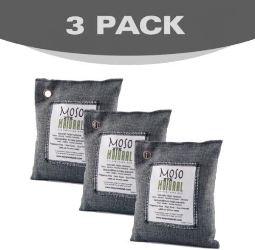 3 Pack Moso 200G Natural Air Purifying Odor Mold Remover Charcoal Bags for Car Pets Home (Bamboo Charcoal 200g - 3 pack)