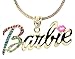 Gold-tone Nicki Minaj Barbie Multi Color Crystal Pendant 22" Snake Necklace