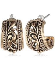 Barse "Basics" Carved Bronze Hoop Earrings