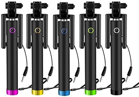 Mini Metallic Selfie Stick. Wired Camera Stick. Compatible with all iPhone, Samsung &amp; Android smartphones.Use as a Monopod for camera.Connects to headphone jack. Get yours Now! GREEN w/Carrying Bag