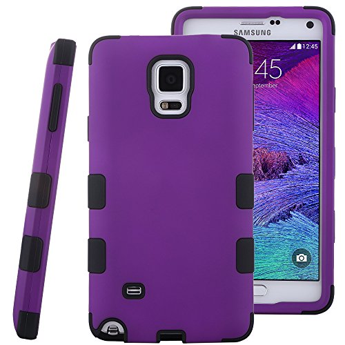Note 4 Case, ULAK Case for Samsung Galaxy Note 4 Heavy Duty Hybrid 3 Layer Rugged Hard Case Silicone Shell Inside Cover for Note 4 with Screen Protector and Stylus (Purple+Black)