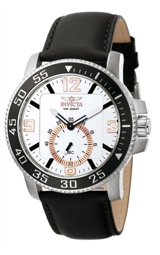 Invicta II Collection 5531 Quartz Mineral White Dial Stainless Steel Plating Leather Band Men Watch