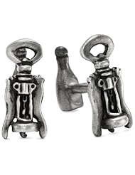 ROTENIER "Atelier" Sterling Silver Corkscrew and Wine Bottle Cufflinks