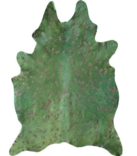 5x7 Brazilian Genuine Natural Cowhide Rug Green Devour Cowhide