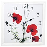 Poppy Canvas Wall Clock - White Frame-Round Dial