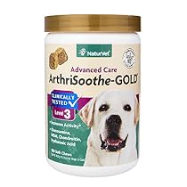 NaturVet Clinically Tested ArthriSoothe-GOLD Level 3 Advanced Joint Care for Dogs and Cats, 180 ct Soft Chews  , Made in USA
