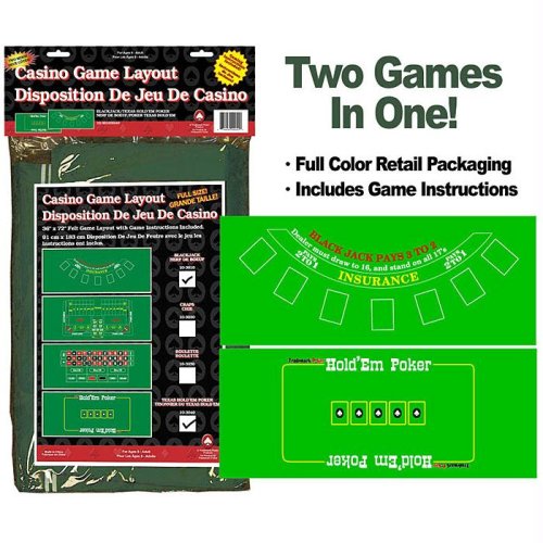 Trademark Poker Blackjack and Texas Hold'em Two-Sided Layout 36-Inch x 72-Inch