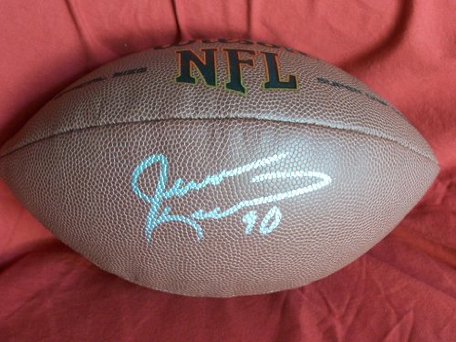 Jevon Kearse Autographed NFL Wilson Composite Football, Tennessee Titans, Philadelphia Eagles, Proof Photo of Jevon Signing for Us.
