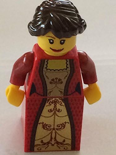 *NEW* Leggo Minifigures PRINCESS Female BRAIDED DARK BROWN Hair RED GOLD Torso Skirt