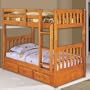 Honey Twin Twin Mission Bunk w/ 3 Drawers: Desk Hutch & Chair, TV Stand, 5 Drawers